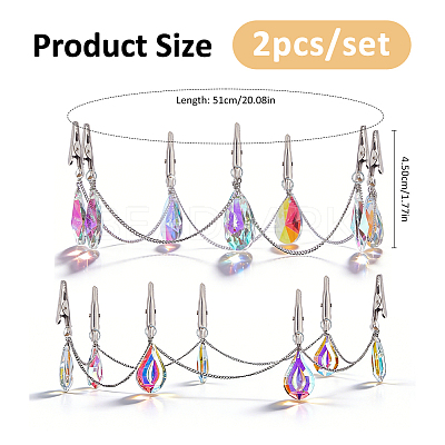 2Pcs Glass & Iron Hat Clip for Travel HJEW-FH00317-1