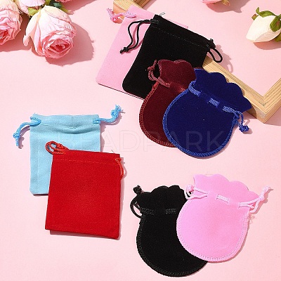 48Pcs 8 Colors Velvet Cloth Drawstring Bags TP-FS0001-01-1