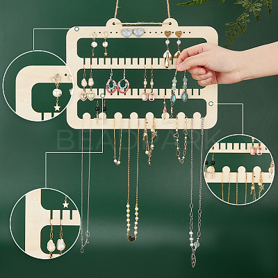 4-Tier Wooden Wall Mounted Earring Display Rack EDIS-WH0030-25-1