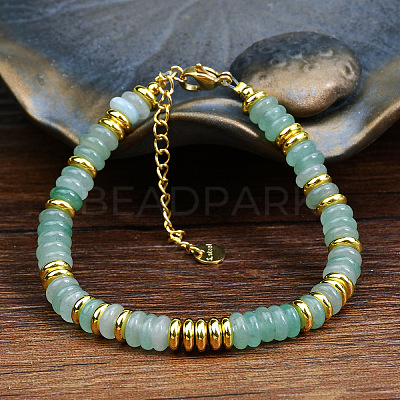 Natural Green Aventurine Rondelle Beaded Bracelets FS-WGEAC01-03-1