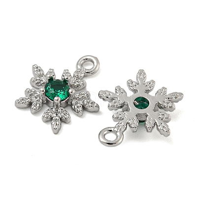 Flower Brass Micro Pave Cubic Zirconia Pendants KK-N254-102P-01-1