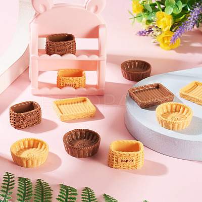 24Pcs 6 Styles Rattan Basket Opaque Resin Display Decorations DJEW-TA0001-45-1