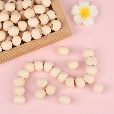 Natural Unfinished Wood Beads WOOD-PA0001-16B-1