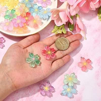24Pcs 12 Colors Translucent Resin Pendants RESI-CJ0002-50-1