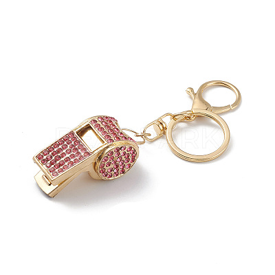 Shining Zinc Alloy Rhinestone Whistle Pendant Keychain LS-KEYC-O014-01G-03-1