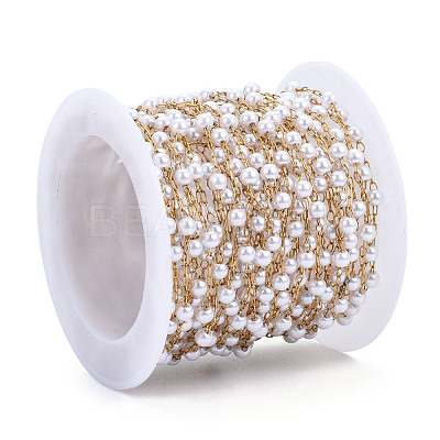 ABS Plastic Pearl Round Beaded Chains CHS-N003-16-1