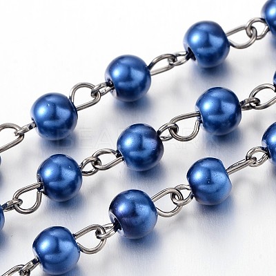 Handmade Glass Pearl Beaded Chains for Necklaces Bracelets Making AJEW-JB00133-1
