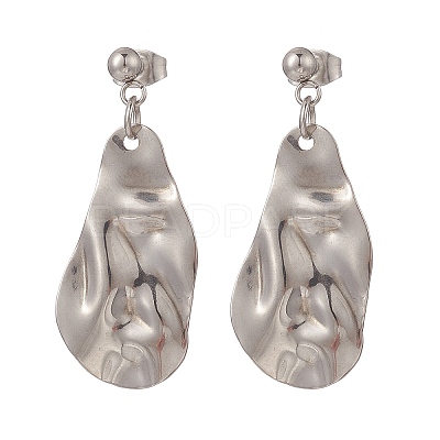 Non-Tarnish 5 Pairs 5 Style Twist Triangle & Nugget & Flat Round 304 Stainless Steel Dangle Stud Earrings Set for Women EJEW-JE05090-01-1