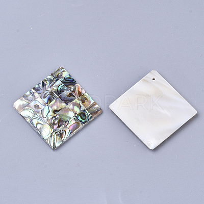 Single-Sided Natural Abalone Shell/Paua Shell Pendants SSHEL-N034-10-1