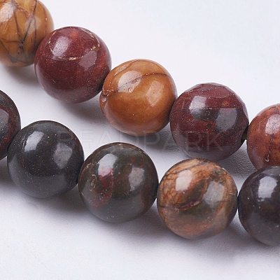 Natural Polychrome Jasper/Picasso Stone/Picasso Jasper Bead Strands G-E468-C01-1