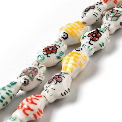 Handmade Printed Porcelain Beads PORC-F005-03-1