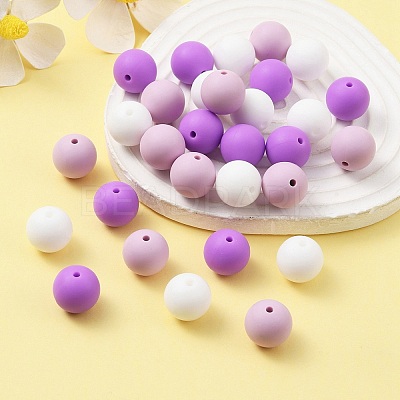 30Pcs 3 Colors Silicone Beads Round Rubber Bead 15MM Loose Spacer Beads for DIY Supplies Jewelry Keychain Making SIL-FS0001-01A-1
