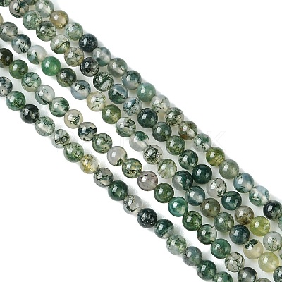 Natural Moss Agate Bead Strands G-K146-07-3mm-1