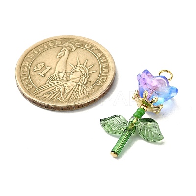 Flower Transparent Glass & Golden Pendants PALLOY-TA00098-1