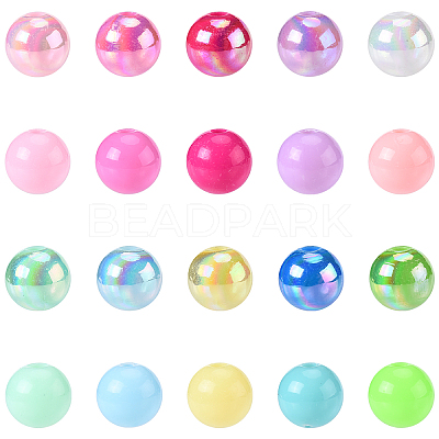 200Pcs 10 Colors Opaque Acrylic Beads MACR-YW0003-77-1