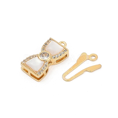 Brass Micro Pave Clear Cubic Zirconia Box Clasps LS-KK-U051-01G-07-1