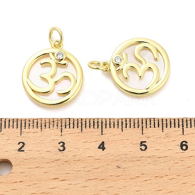 Brass Micro Pave Cubic Zirconia Pendants with Shell KK-H527-26G-1