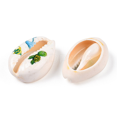 Printed Cowrie Shell Beads SSHEL-ZX006-05B-1