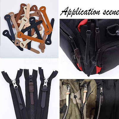 40Pcs 4 Colors Cowhide Zipper Puller Head PURS-GF0001-08-1