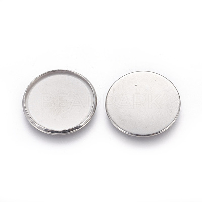 Tarnish Resistant 304 Stainless Steel Milled Edge Bezel Cups X-STAS-K099-01A-25mm-P-1