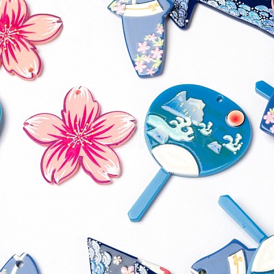 24Pcs 4 Style Acrylic Pendants KY-LS0001-08-1