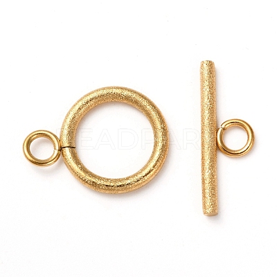 Ion Plating(IP) 304 Stainless Steel Textured Toggle Clasps STAS-A048-01G-1