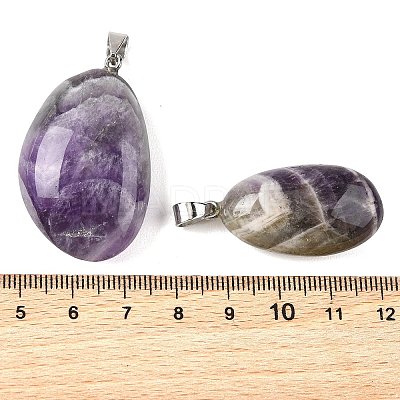 Natural Chevron Amethyst Tumbled Stone Pendants GG-K002-06O-1