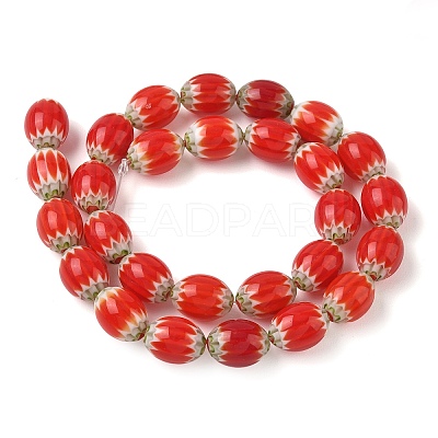 Handmade Millefiori Glass Oval Bead Strands LK-Z001-01A-01-1
