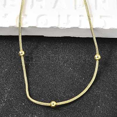 3MM Brass Round Ball Snake Chain Necklaces NJEW-M108-03G-1
