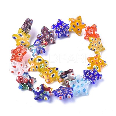 Star Handmade Millefiori Glass Beads Strands LK-R004-78-1