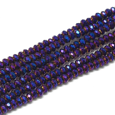Electroplate Glass Beads Strands X-EGLA-Q112-C08-1