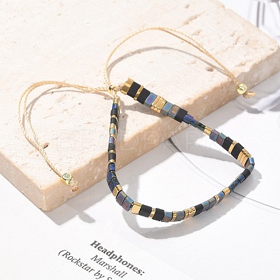 Vintage Ethnic Style Adjustable Glass Tila Beaded Handmade Slider Bracelets for Women ZN9527-2-1