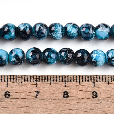 Baking Paint Glass Beads Strands DGLA-N003-6mm-A08-1