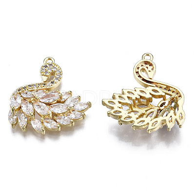 Brass Micro Pave Clear Cubic Zirconia Pendants ZIRC-S069-031G-1