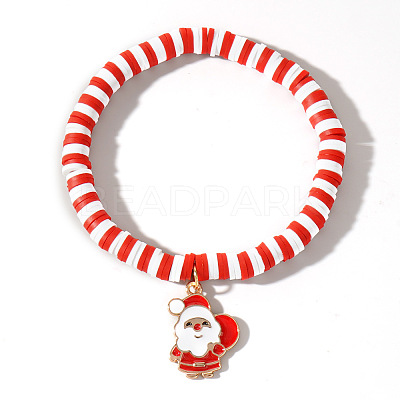 Elegant Christmas Handmade Polymer Clay Heishi Beaded Stretch Bracelets MV9996-26-1