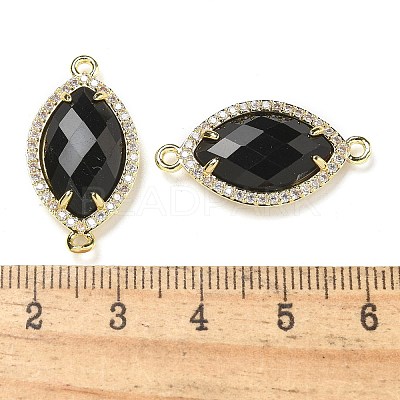 Natural Obsidian Faceted Horse Eye Connector Charms G-G181-07G-08-1