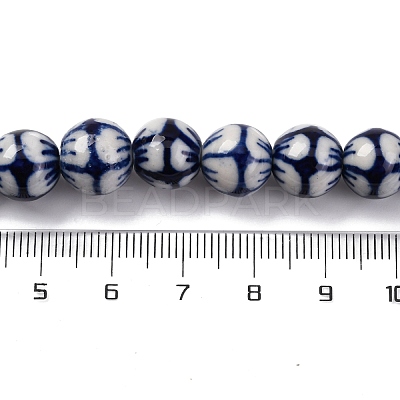 Handmade Blue and White Porcelain Beads Strands PORC-I027-03I-1