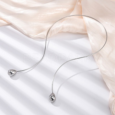 304 Stainless Steel Open Teardrop Choker Necklaces for Women NJEW-C068-01P-1