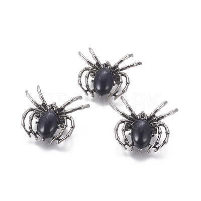 Natural Black Agate Brooch G-A176-C05-1