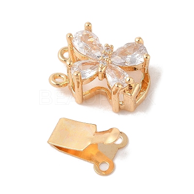 Golden Brass Micro Pave Cubic Zirconia Box Clasps KK-B100-038G-01-1