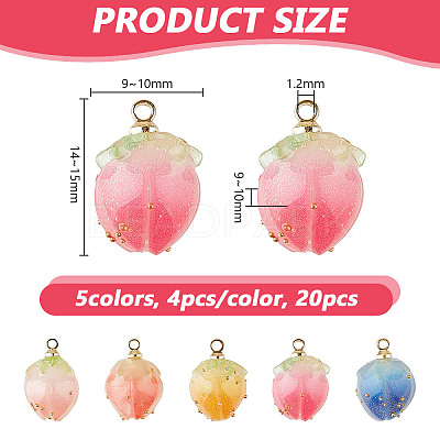 20Pcs 5 Colors Handmade Flower Charms KY-GO0001-01-1