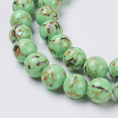 Sea Shell and Synthetic Turquoise Assembled Beads Strands G-G758-02-6mm-1