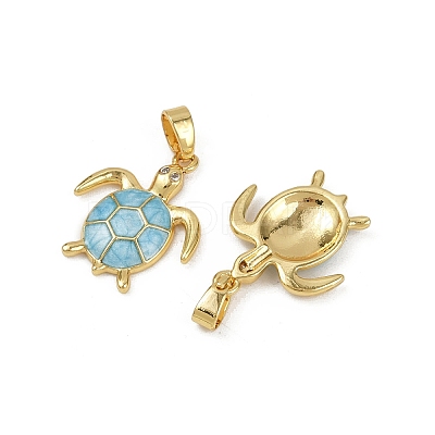 Brass Micro Pave Cubic Zirconia Pendants KK-C093-09G-02-1