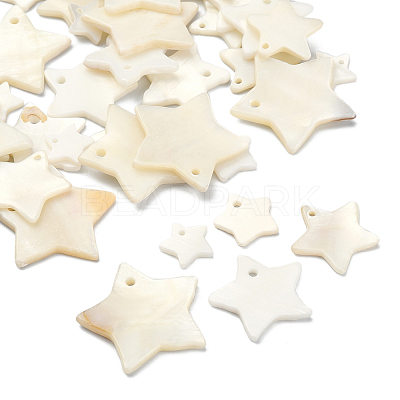 50Pcs 5 Style Freshwater Shell Pendants SHEL-CJ0001-22-1