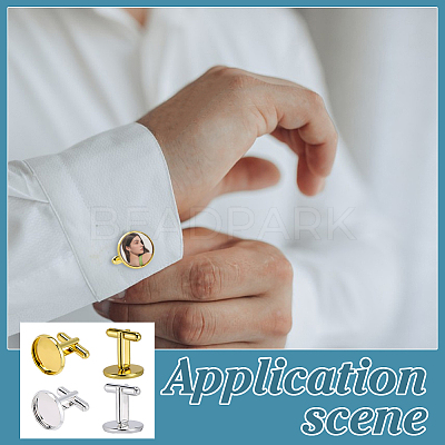 20Pcs Brass Cufflinks Cabochon Settings KK-PH0014-31-1