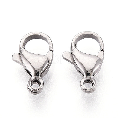 304 Stainless Steel Lobster Claw Clasps STAS-T065-13mm-34P-1