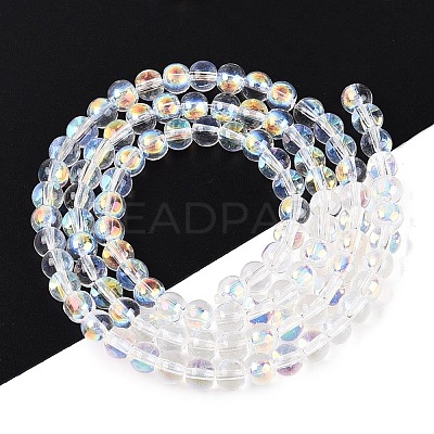 Electroplate Transparent Glass Beads Strands EGLA-Q132-4MM-A20-1