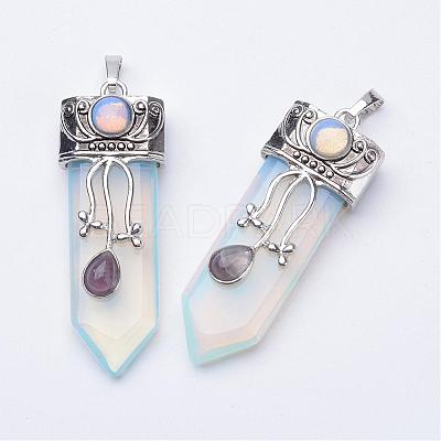 Natural & Synthetic Mixed Stone Big Pointed Pendants G-F340-05-1