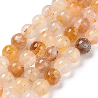 Natural Yellow Hematoid Quartz/Golden Healer Quartz Beads Strands G-E571-05A-1
