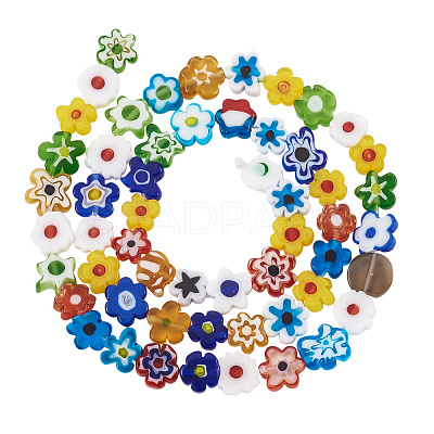 Handmade Millefiori Glass Bead Strands X-LAMP-J035-8mm-M-1